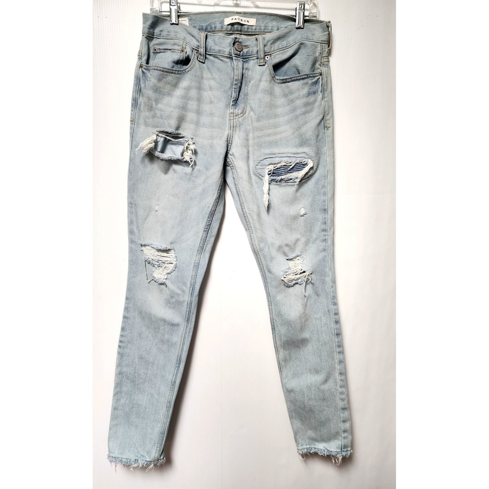 Pacsun Men's  Stacked Skinny Distressed Light Wash Jeans ‎ 30 x 30